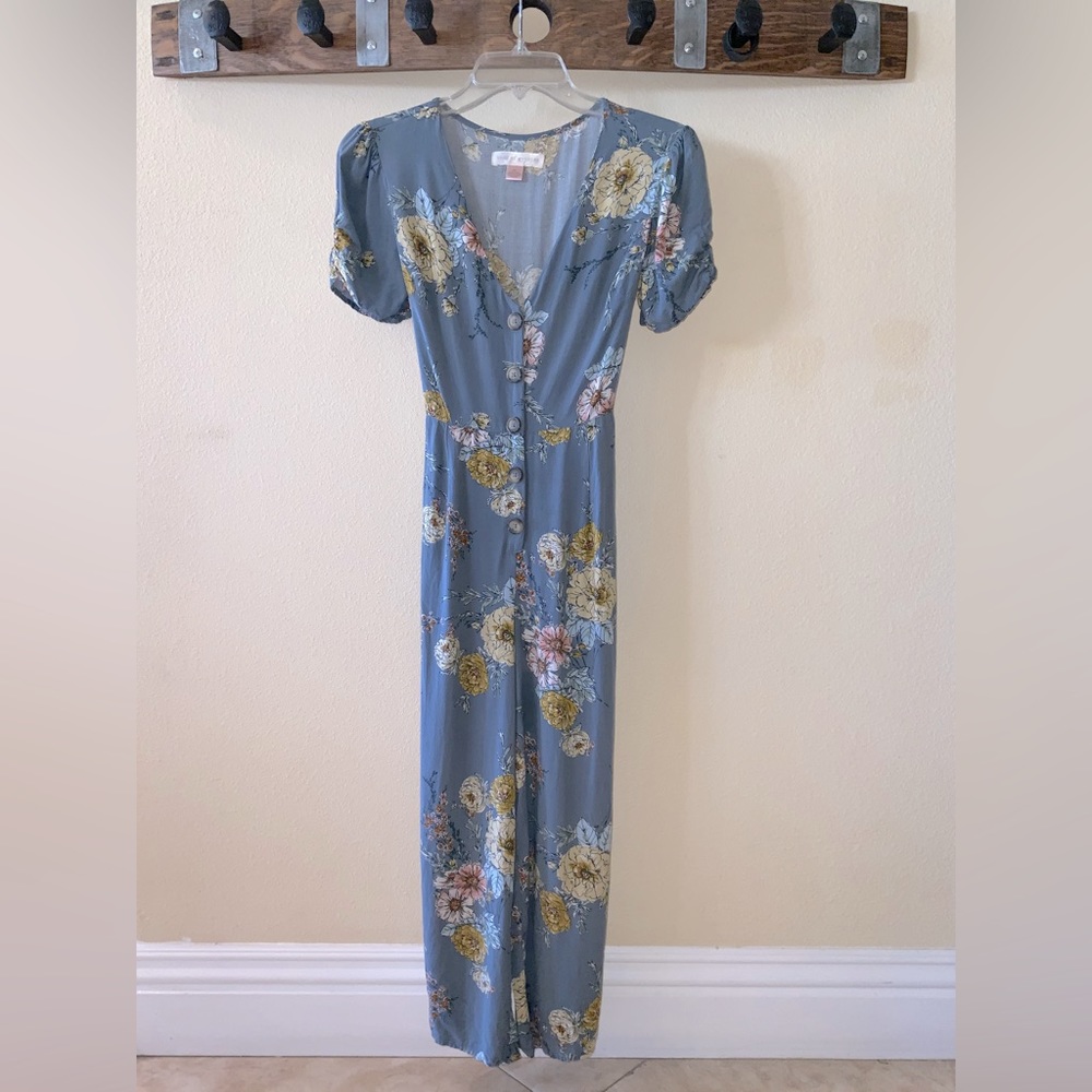 Blue Band of Gypsies Floral Jumpsuit by Anthropologie | Size XS